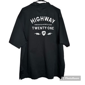 Highway 21 Black Button Down Shirt Motorcycle Wear